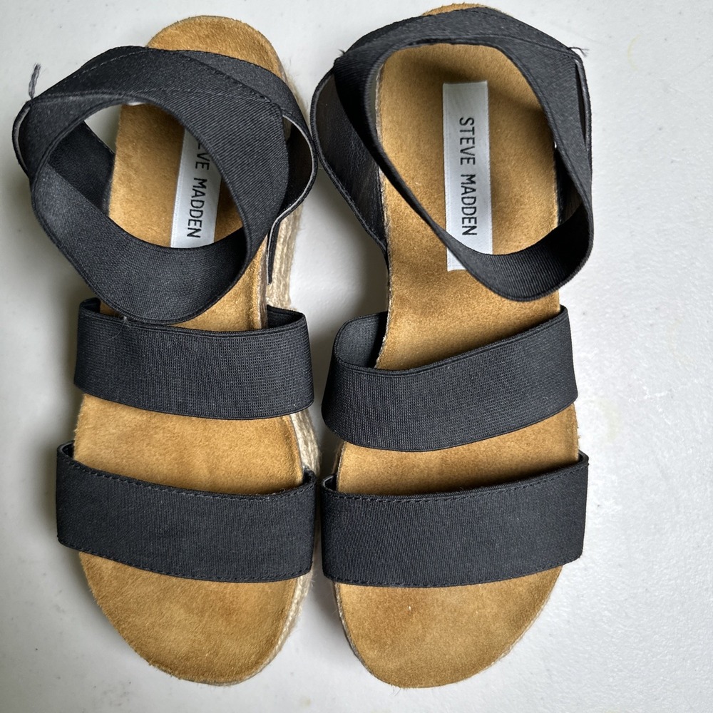 Steve Madden Jaklin Platform Espadrille Sandals Women's Sz 7M Costal Comfy